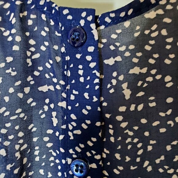 Blue Polka Dot Halter Chemise Dress Ruffled Hem I Love H81 Button Front Small - Picture 6 of 8